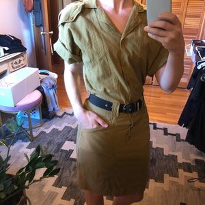Khaki Vintage Dress 100% Cotton
